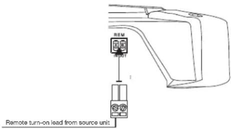 REM Remote turn-on lead from source unit