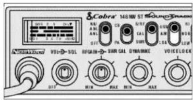 Cobra® 148NW ST SOUNDTRACK A SOLIC KONOCY VOLT-SOL RF GAIN- SRR CAL DYNAMICE VOIC FLOCK OFF MIN MAX MIN MAX