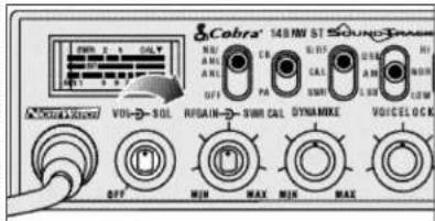 Cobra® 148 MHz ST SOUND/SPIN A VOUT-LOAD VOUT-SOL RPSAIN-SURR CAL GYNA-MIKE VOICE-LOCK OFF MAX MIN MAX