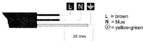L = brown N = blue ① = yellow-green 20 mm