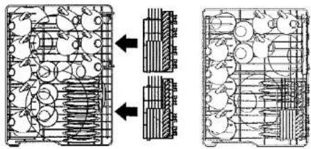 Technical diagram showing two cross-sectional views of a mechanical or electrical component with internal components and directional arrows indicating assembly or flow.