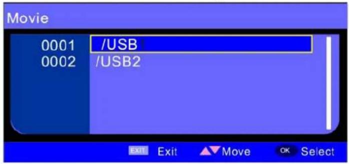 Movie 0001 /USB 0002 /USB2 Exit Exit Move OK Select
