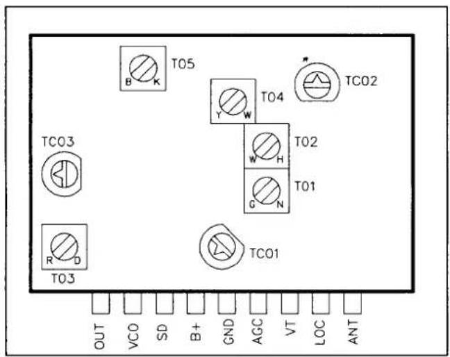 T05 B K TC02 Y W TO4 TC03 W H T02 G N T01 R D TO3 TC01 OUT VCO SD B+ GND AGC VT LOC ANT