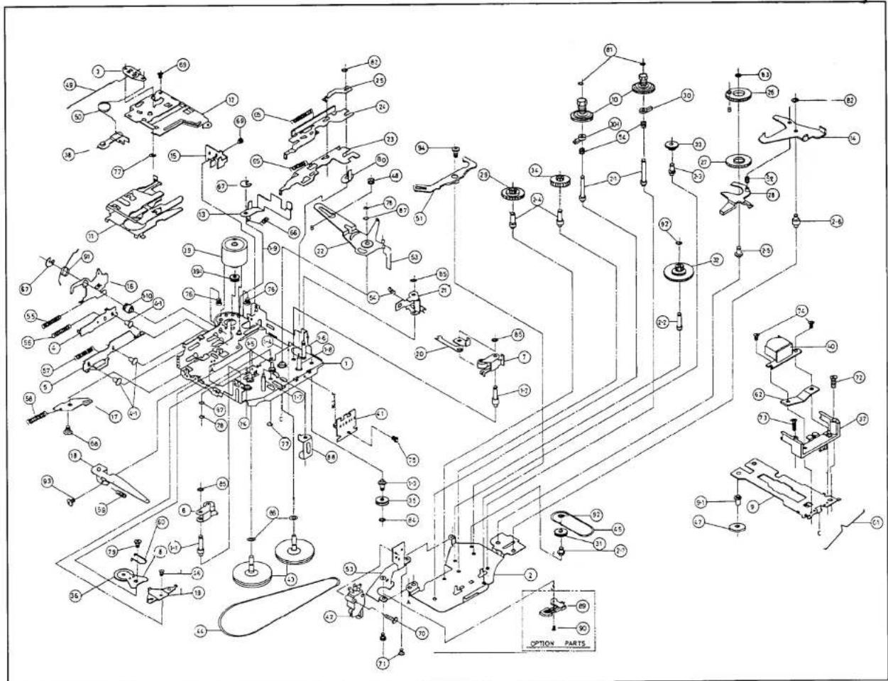 Technical schematic diagram of a mechanical assembly with numbered components and labeled parts