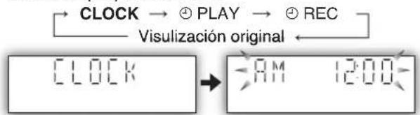 CLOCK → ⊕ PLAY → ⊕ REC Visulización original ← CLOCK → 12:00