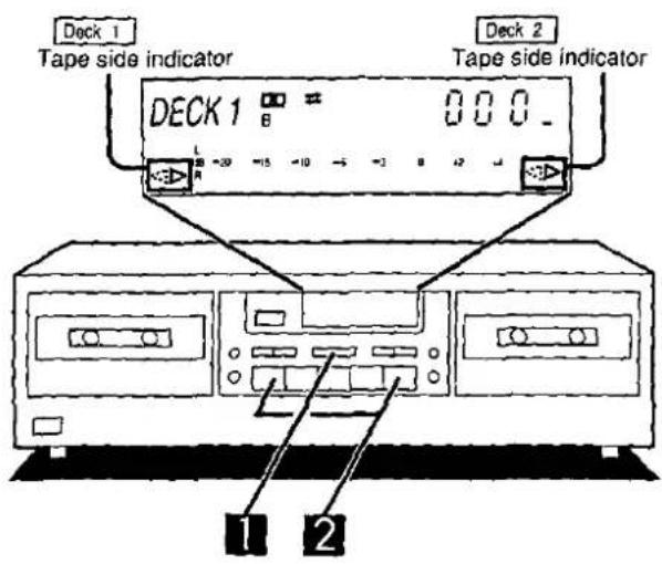 Deck 1 Tape side indicator DECK 1 B = 0.0.0_ Deck 2 Tape side indicator L R -30 -15 -10 -1 -1 8 47 2 1 2