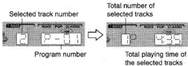 Selected track number Program number Total number of selected tracks Total playing time of the selected tracks