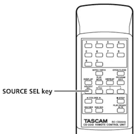 SOURCE SEL key TASCAM RC-CD3001 CD-2001 REMOTE CONTROL UNIT
