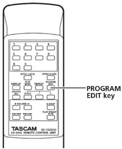 PROGRAM EDIT key TASCAM RC-CD2001 CD-2001 REMOTE CONTROL UNIT