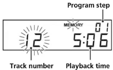 Program step 12 MEMORY 0:1 5:06 Track number Playback time