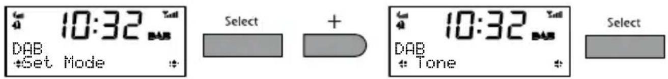 10:32 DAB + Get Mode Select + 10:32 DAB + Tone Select