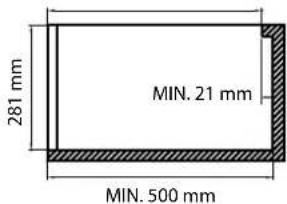 281 mm MIN. 21 mm MIN. 500 mm