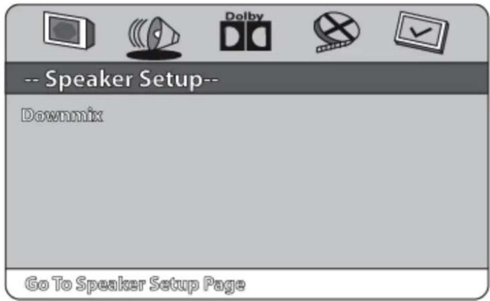 -- Speaker Setup-- Downmix Go To Speaker Setup Page