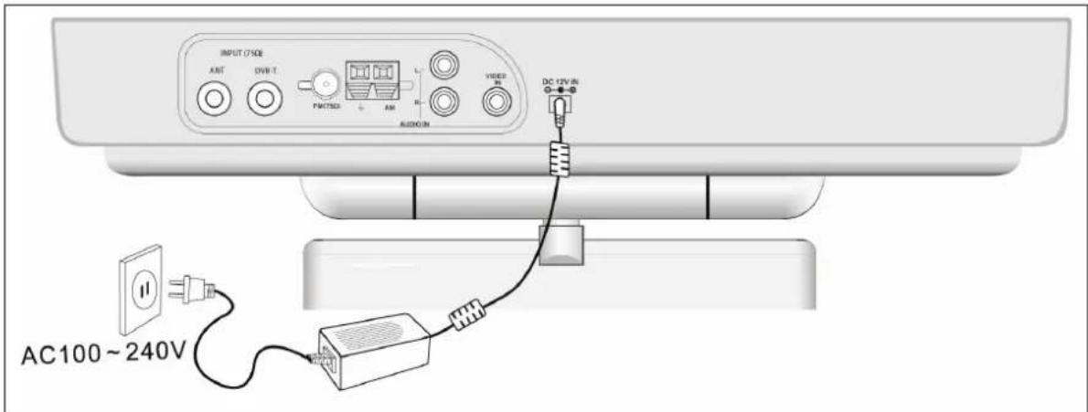 INPUT (T50R) ANT DVB/T FM/TSX AM AUDIO IN VIDEO IN DC 12V IN AC100~240V