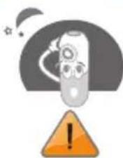Illustration of a robot head with gear and warning triangle (no text or symbols)