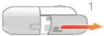 Diagram of a cylindrical device with internal components and an orange arrow indicating direction (no text or symbols)