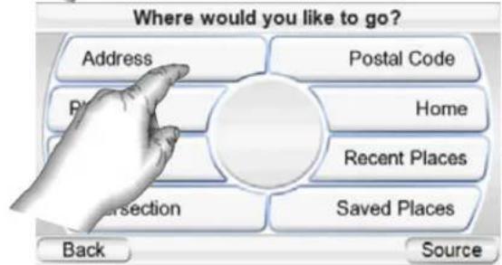 Where would you like to go? Address Postal Code Home Recent Places Saved Places Intersection Back Source