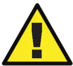 Yellow triangular warning sign with black exclamation mark symbol