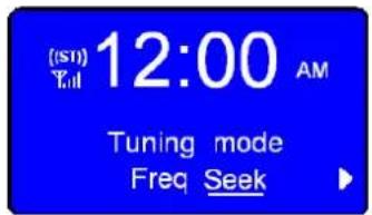 (s1) 12:00 AM Tuning mode Freq Seek