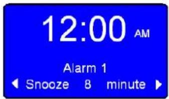 12:00 AM Alarm 1 ◄ Snooze 8 minute ►