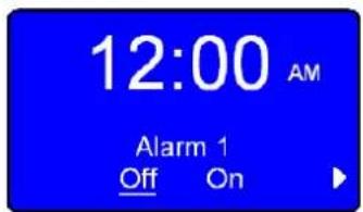 12:00 AM Alarm 1 Off On