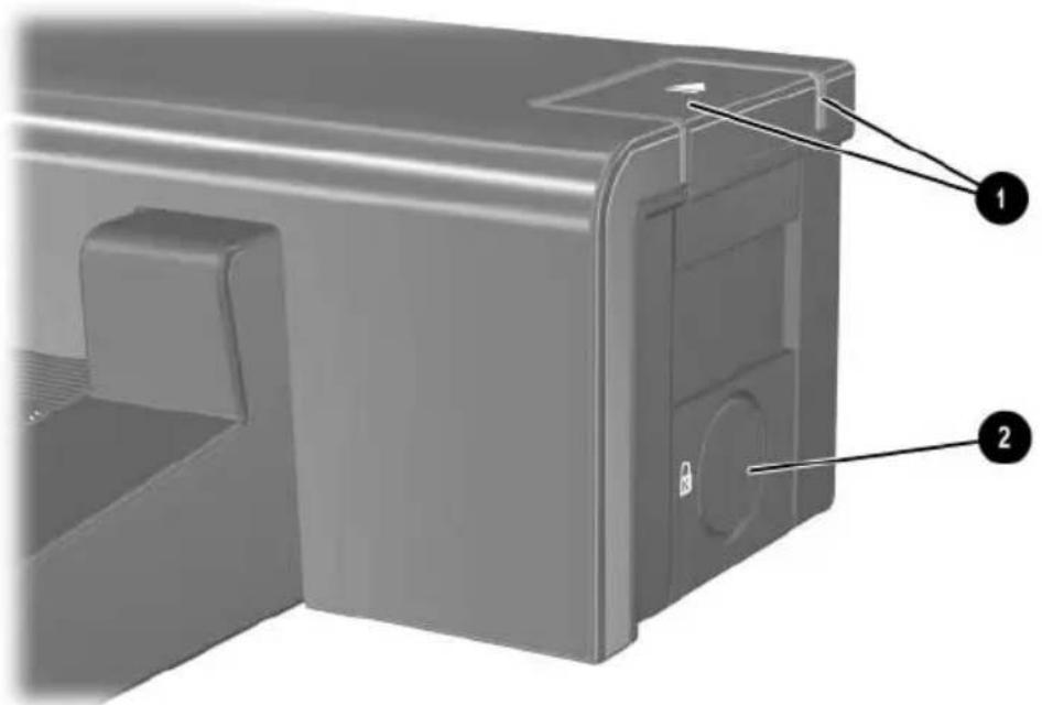Technical diagram of a mechanical component with labeled parts 1 and 2