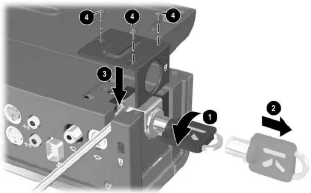 Diagram of a mechanical assembly with numbered components and directional arrows indicating process steps
