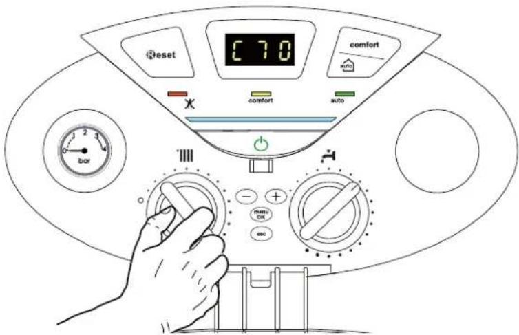 Reset C 70 comfort X comfort auto bar 1111 - + - menu ON 400