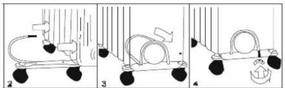Diagram illustrating vehicle motion with labeled steps 2, 3, and 4 showing wheel movement and gear shift