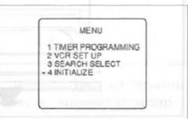 MENU 1 TIMER PROGRAMMING 2 VCR SET UP 3 SEARCH SELECT - 4 INITIALIZE