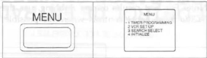 MENU MENU - 1 TIMER PROGRAMMING 2 VCR SET UP 3 SEARCH SELECT 4 INITIALIZE