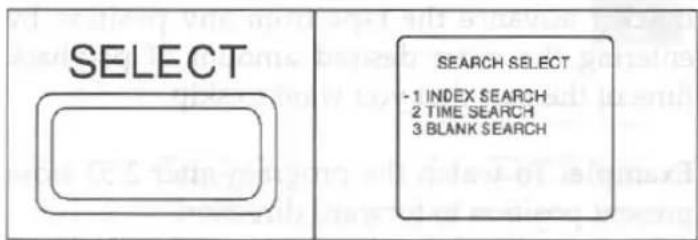 SELECT SEARCH SELECT - 1 INDEX SEARCH 2 TIME SEARCH 3 BLANK SEARCH