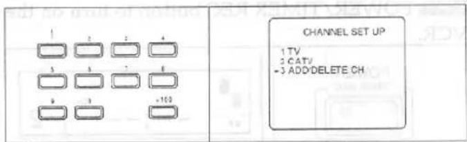 CHANNEL SET UP 1 TV 2 CATV -3 ADD DELETE CH