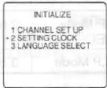 INITIALIZE 1 CHANNEL SET UP - 2 SETTING CLOCK 3 LANGUAGE SELECT