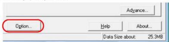 Option... Advance... Help About... Data Size about: 25.3MB