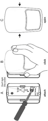 A Don't tight this screw TOP watch torque attach B click C open