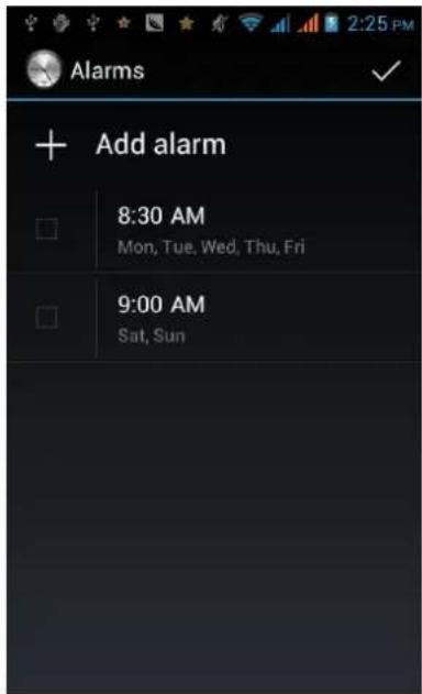 Alarms + Add alarm 8:30 AM Mon, Tue, Wed, Thu, Fri 9:00 AM Sat, Sun