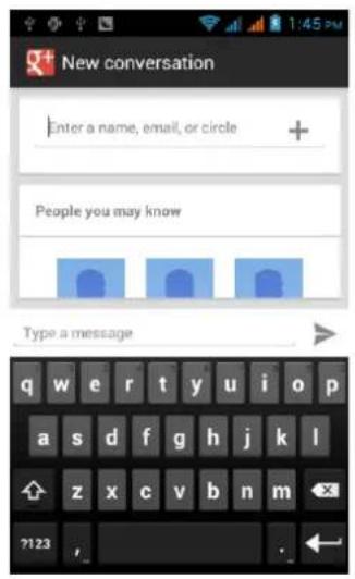 New conversation Enter a name, email, or circle + People you may know Type a message q w e r t y u i o p a s d f g h j k l z x c v b n m ?123