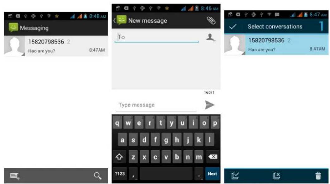 Messaging 15820798536 2 Hao are you? 8:47AM New message To 160/1 Type message Select conversations 1 15820798536 2 Hao are you? 8:47AM q w e r t y u i o p a s d f g h j k l z x c v b n m ?123 , Next