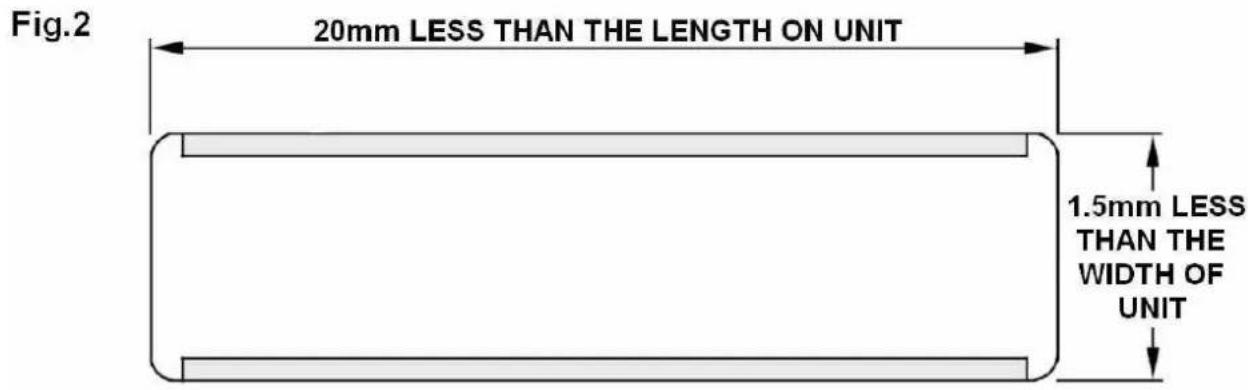Fig.2 20mm LESS THAN THE LENGTH ON UNIT 1.5mm LESS THAN THE WIDTH OF UNIT