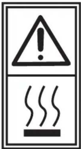 Warning sign with exclamation mark and steam symbol, indicating hazardous material