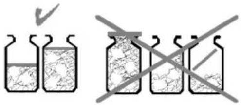 Diagram showing incorrect and incorrect methods to isolate or remove granular material in test tubes, with checkmark indicating correct/incorrect detection.