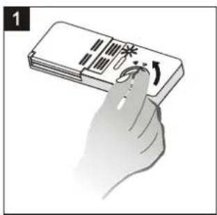 Illustration showing a hand holding a card with Chinese characters and a scroll, indicating a step or instruction.