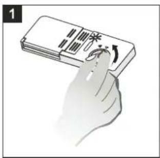Illustration showing a hand holding a card with Chinese characters and a scroll, indicating a step or instruction.