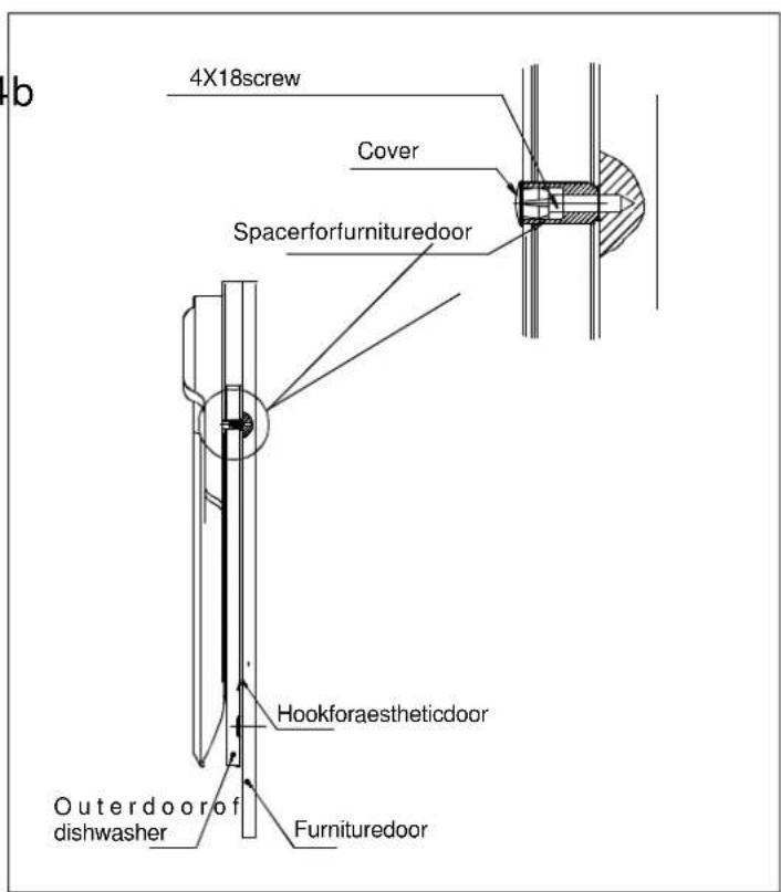b 4X18screw Cover Spacerforfurnishedoor Hookforaestheticdoor Outerdoor of dishwasher Furnishedoor