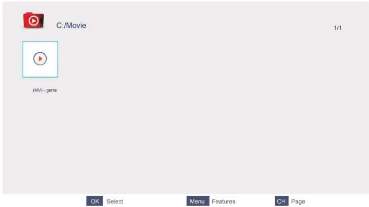 C:/Movie (MV)— genie 1/1 OK Select Menu Features CH Page