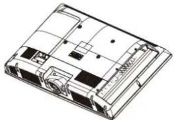 Technical line drawing of a mechanical device with internal components and mounting holes (no text or symbols)