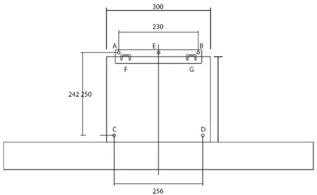 300 230 A E B F G 242 250 C D 256