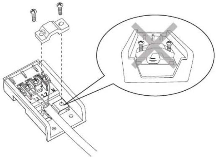 Technical diagram showing a mechanical assembly with labeled parts and an inset view of a component with crosshair indicators.