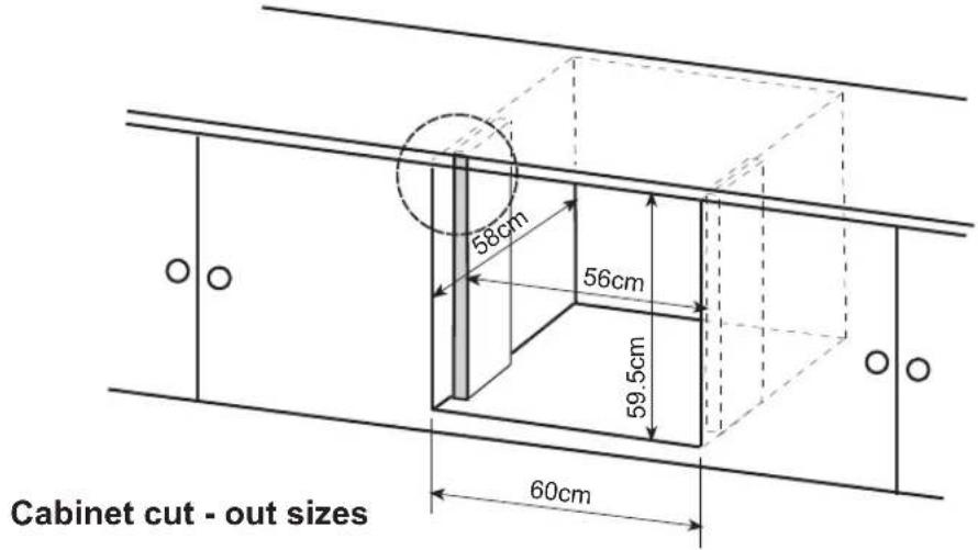 58cm 56cm 59.5cm 60cm Cabinet cut - out sizes